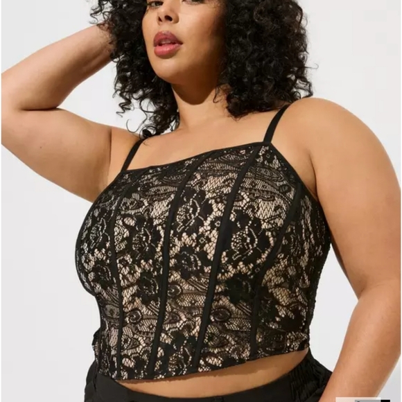 Torrid Lace Power Mesh Crop Corset Top - Picture 1 of 10